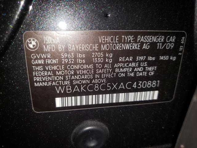 2010 BMW 750 LI XDR WBAKC8C5XAC430881