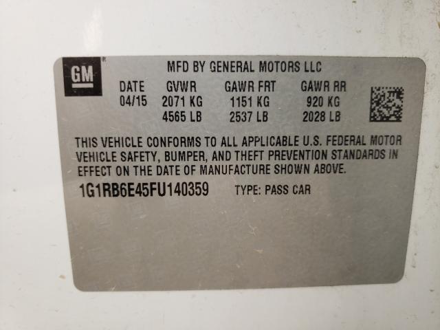 VIN 1G1RB6E45FU140359 2015 Chevrolet Volt no.10