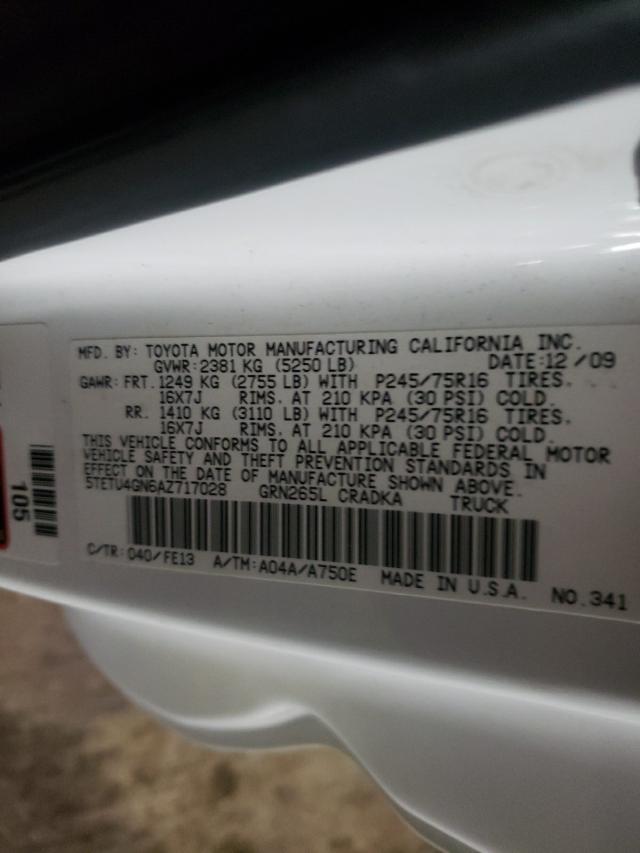 2010 TOYOTA TACOMA PRE 5TETU4GN6AZ717028