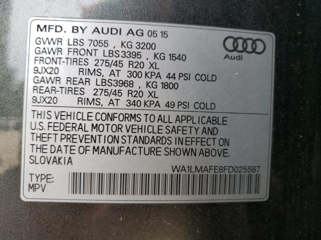2015 AUDI Q7 TDI PRE WA1LMAFE8FD025587