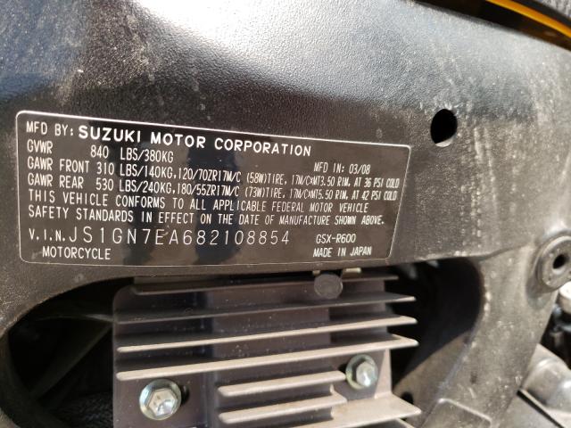 2008 SUZUKI GSX-R600 JS1GN7EA682108854