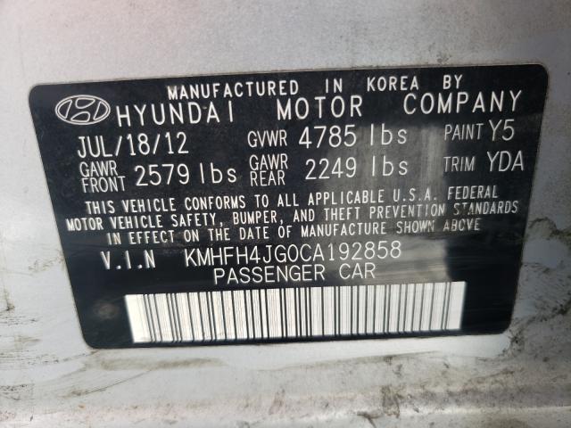 2012 HYUNDAI AZERA GLS KMHFH4JG0CA192858