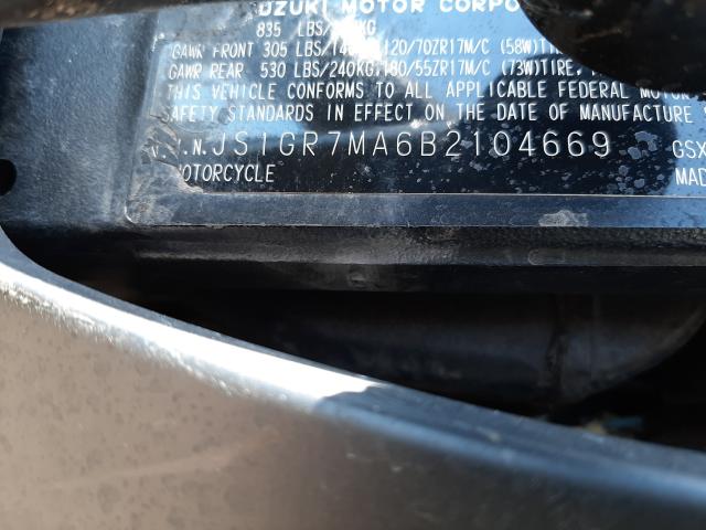2011 SUZUKI GSX750 JS1GR7MA6B2104669