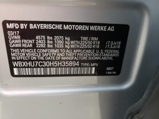 2017 BMW X1 SDRIVE2 WBXHU7C30H5H35894