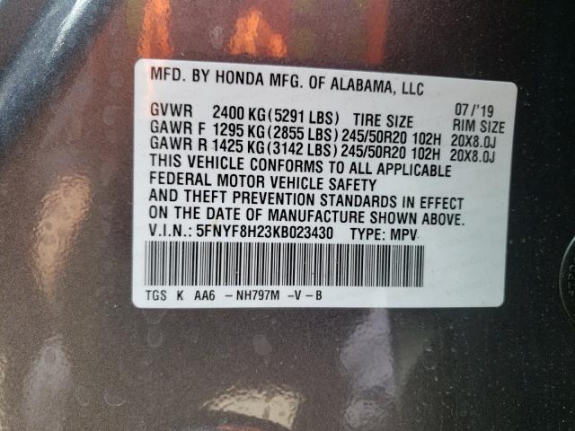 2019 HONDA PASSPORT S 5FNYF8H23KB023430