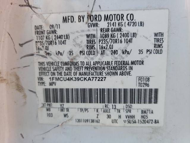 2012 FORD ESCAPE HYB 1FMCU4K39CKA77227