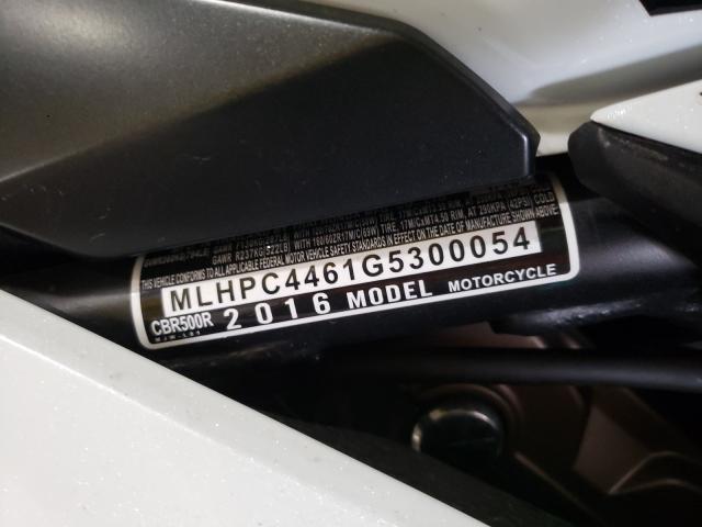 2016 HONDA CBR500 R MLHPC4461G5300054