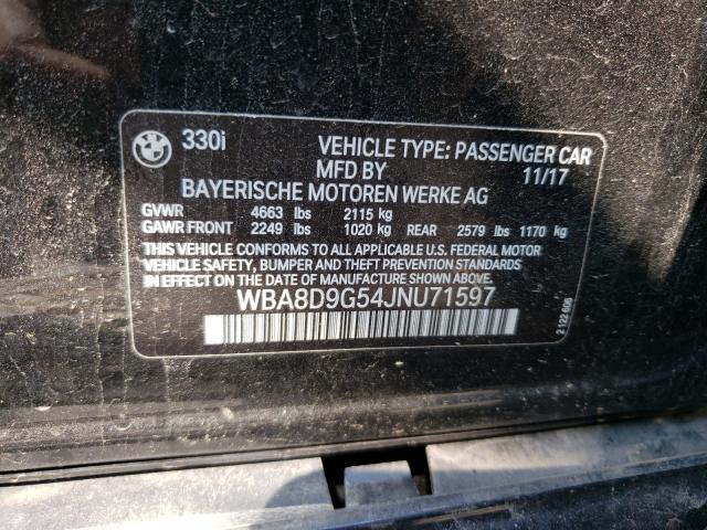 2018 BMW 330 XI WBA8D9G54JNU71597
