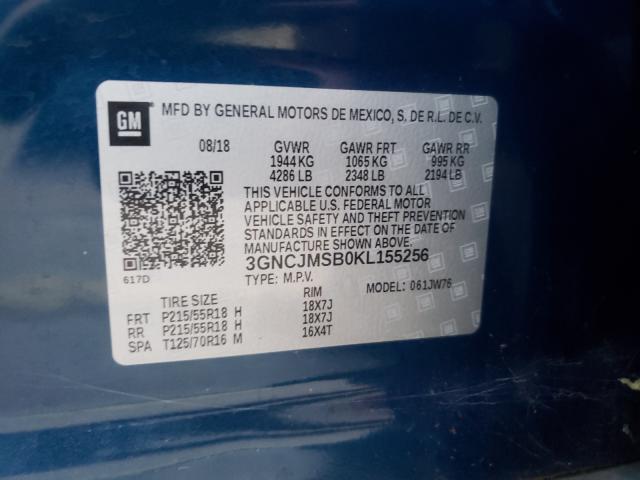2019 CHEVROLET TRAX PREMI 3GNCJMSB0KL155256
