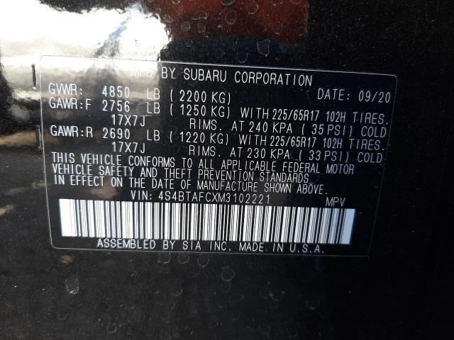 2021 SUBARU OUTBACK PR 4S4BTAFCXM3102221