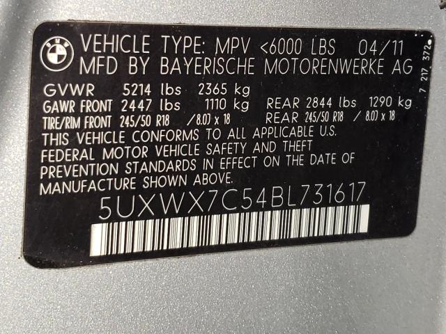2011 BMW X3 XDRIVE3 5UXWX7C54BL731617
