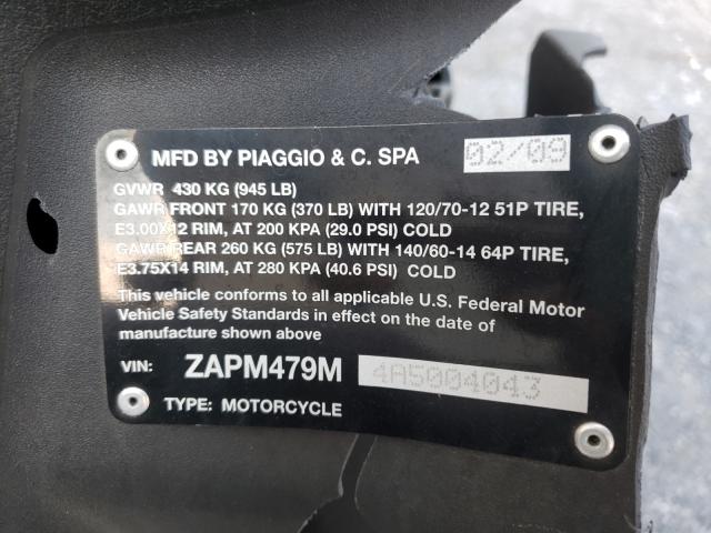 2010 PIAGGIO MP3 250 ZAPM479M4A5004043