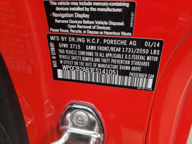 2014 PORSCHE BOXSTER S WP0CB2A83ES141051