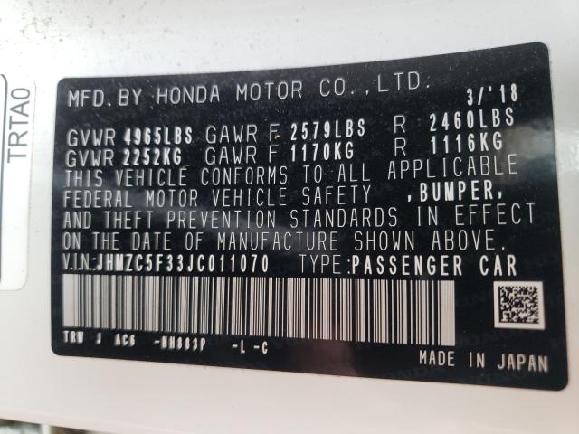 2018 HONDA CLARITY TO JHMZC5F33JC011070