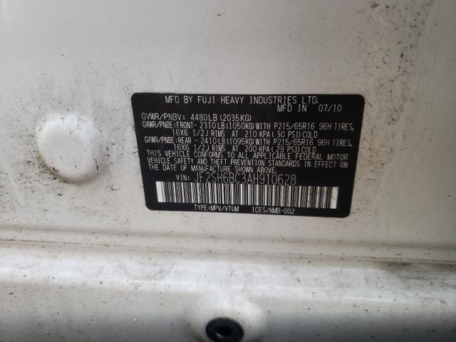 2010 SUBARU FORESTER X JF2SH6BC3AH910628