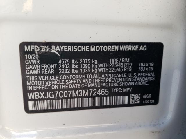 2021 BMW X1 SDRIVE2 WBXJG7C07M3M72465