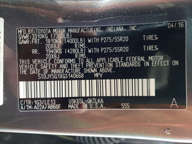 2016 TOYOTA SEQUOIA LI 5TDJY5G1XGS140668