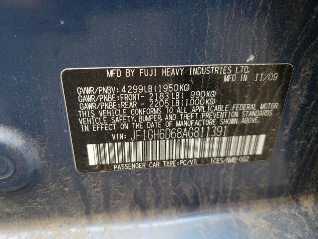 2010 SUBARU IMPREZA OU JF1GH6D68AG811391