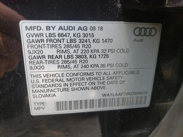 VIN WA1LAAF70KD005970 2019 Audi Q7, Premium Plus no.10