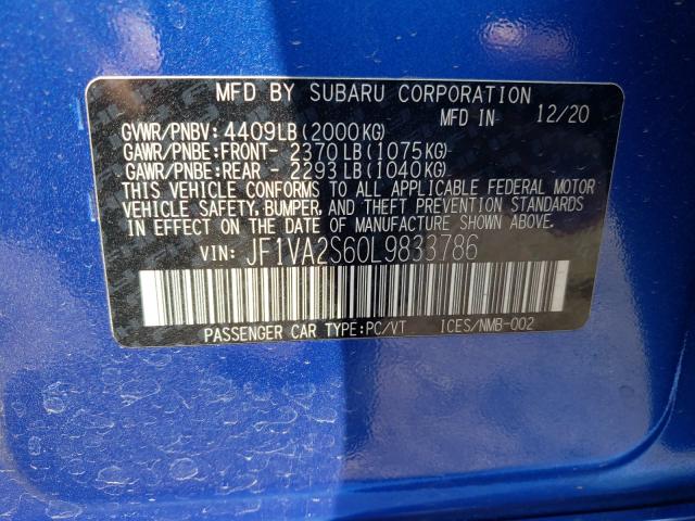 2020 SUBARU WRX STI JF1VA2S60L9833786