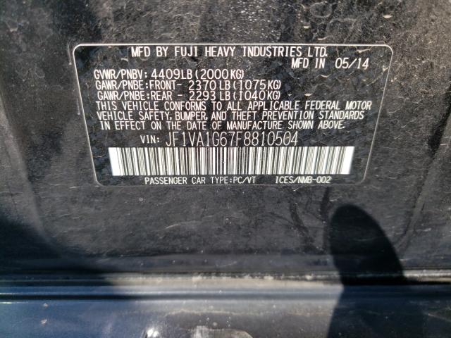 2015 SUBARU WRX LIMITE JF1VA1G67F8810504