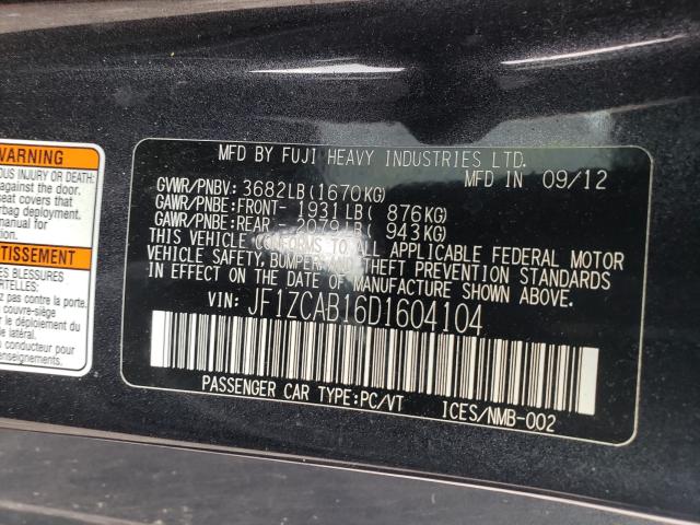 2013 SUBARU BRZ 2.0 PR JF1ZCAB16D1604104