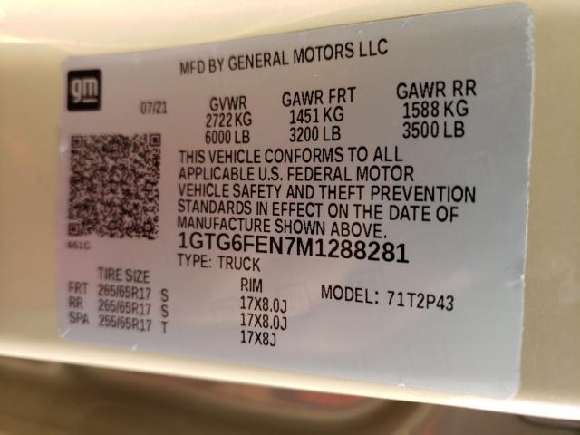 2021 GMC CANYON AT4 1GTG6FEN7M1288281