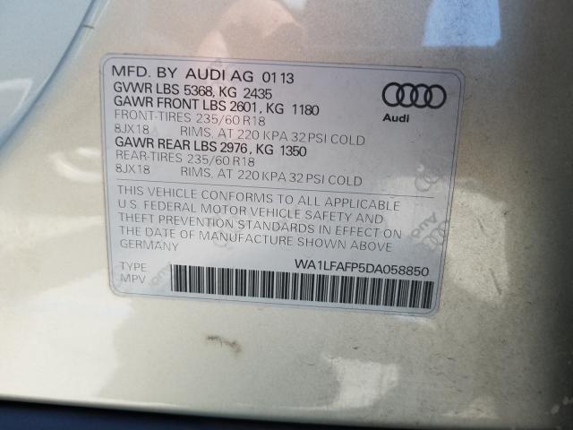 2013 AUDI Q-5 WA1LFAFP5DA058850