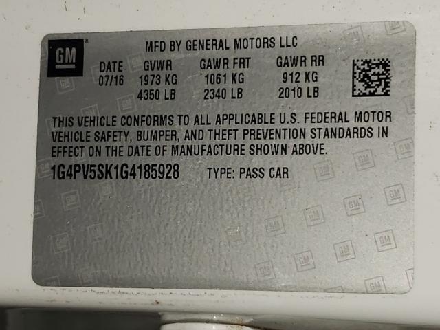 2016 BUICK VERANO 1SV 1G4PV5SK1G4185928
