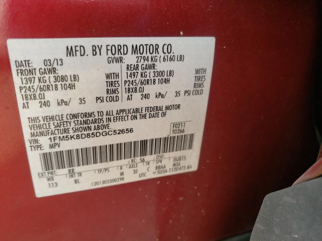 2013 FORD EXPLORER X 1FM5K8D85DGC52656