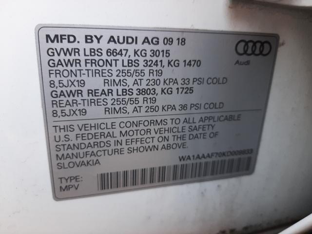 VIN WA1AAAF70KD009833 2019 Audi Q7, Premium no.10