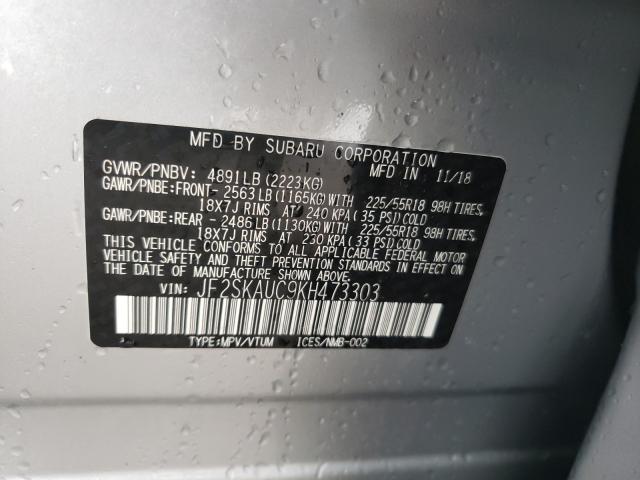 2019 SUBARU FORESTER JF2SKAUC9KH473303