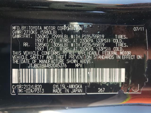 2011 LEXUS RX 450 JTJBC1BA4B2045376