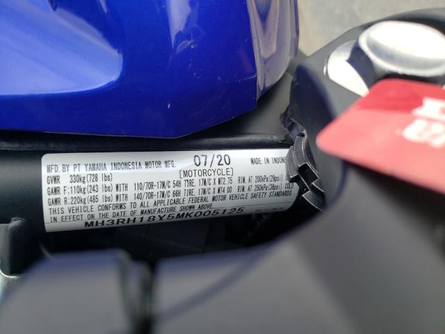 2021 YAMAHA YZFR3 A MH3RH18Y5MK005125
