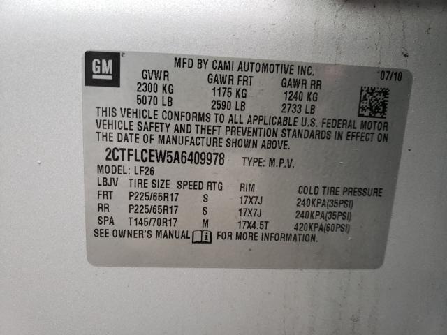 2010 GMC TERRAIN 2CTFLCEW5A6409978