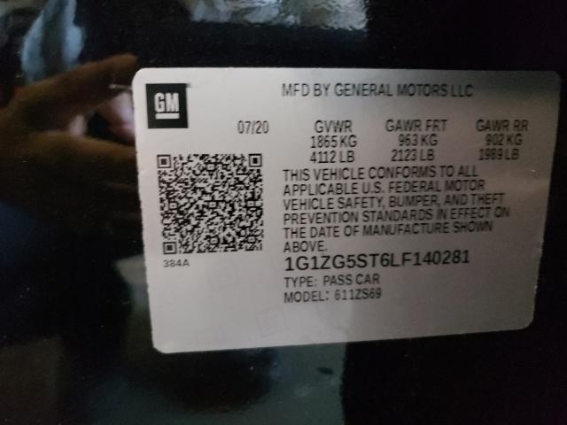 2020 CHEVROLET MALIBU RS 1G1ZG5ST6LF140281