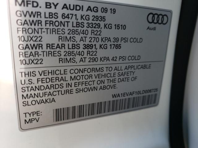2020 AUDI Q8 PREMIUM WA1EVAF10LD006725