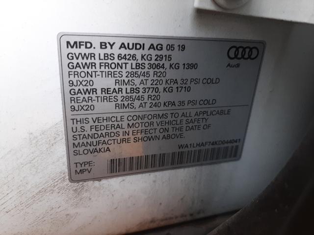 VIN WA1LHAF74KD044041 2019 Audi Q7, Premium Plus no.10