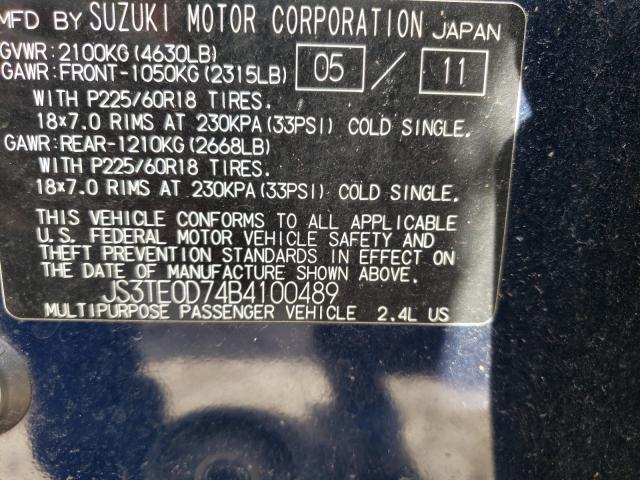 2011 SUZUKI GRAND VITA JS3TE0D74B4100489