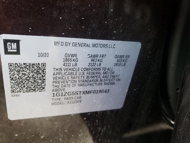 2021 CHEVROLET MALIBU RS 1G1ZG5STXMF019643