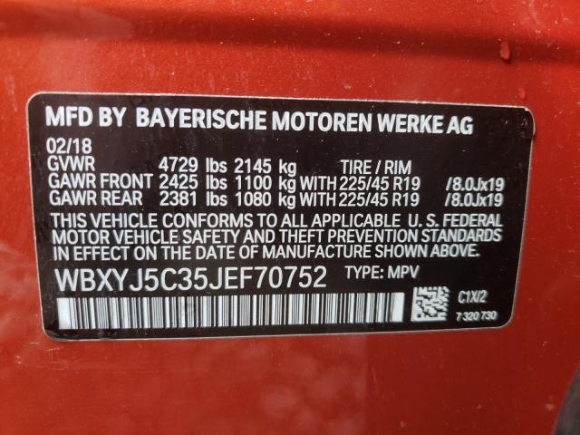 VIN WBXYJ5C35JEF70752 2018 BMW X2, Xdrive28I no.10