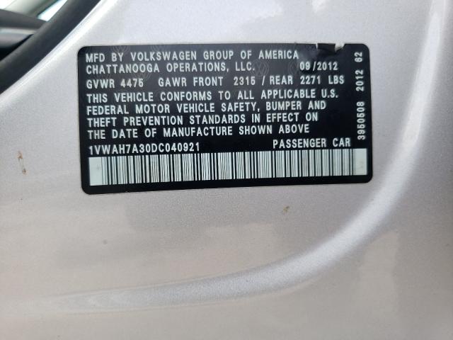 2013 VOLKSWAGEN PASSAT 1VWAH7A30DC040921