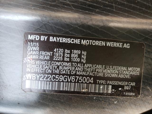 VIN WBY2Z2C59GV675004 2016 BMW I8 no.10