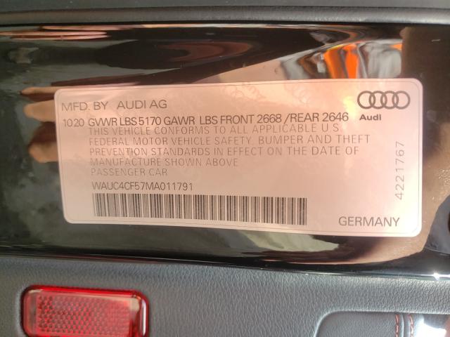 2021 AUDI S5 PREMIUM WAUC4CF57MA011791