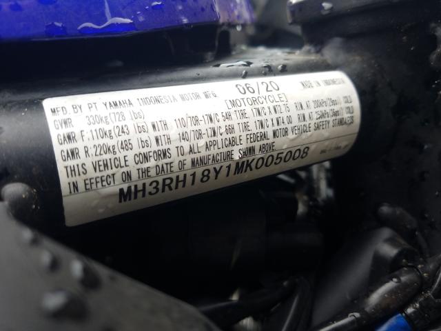 2021 YAMAHA YZFR3 A MH3RH18Y1MK005008