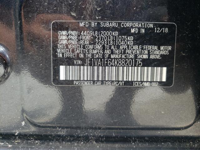 2019 SUBARU WRX PREMIU JF1VA1F64K8820175