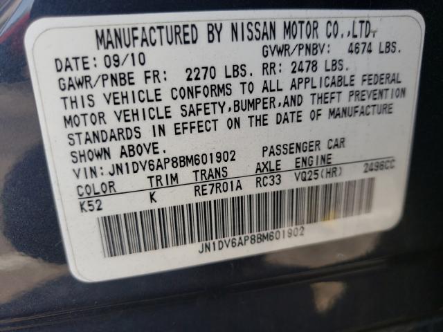 2011 INFINITI G25 BASE JN1DV6AP8BM601902