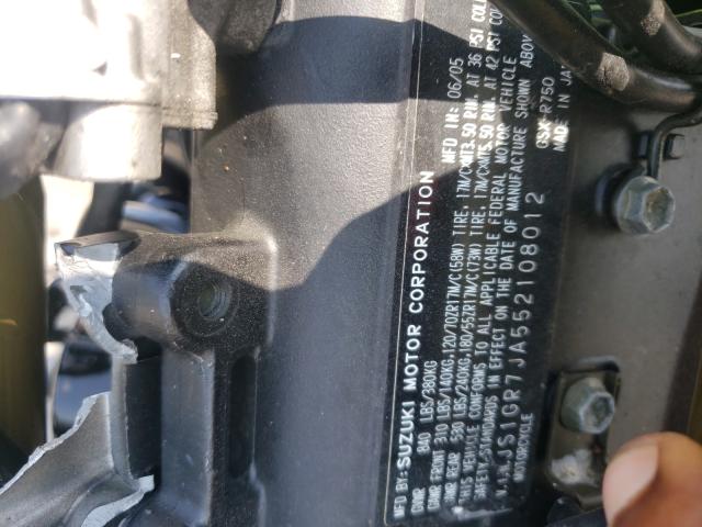 2005 SUZUKI GSX JS1GR7JA552108012
