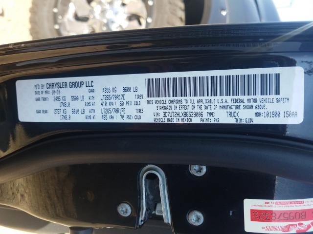 2011 DODGE RAM 2500 3D7UT2HLXBG539006