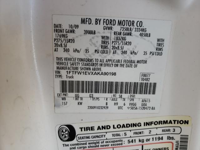 2010 FORD F-150 1FTFW1EVXAKA90198